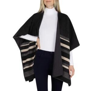 Ike Behar Reversible Wrap with High Pile Fleece Black One Size